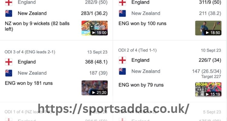 England Cricket Team Vs New Zealand National Cricket Team Match Scorecard