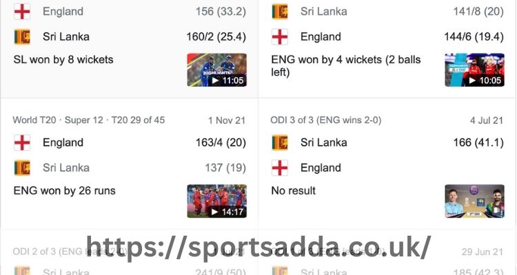 England Cricket Team vs Sri Lanka National Cricket Team match Scorecard