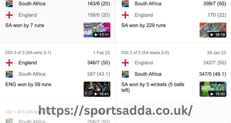 South Africa National Cricket Team Vs England Cricket Team Match Scorecard