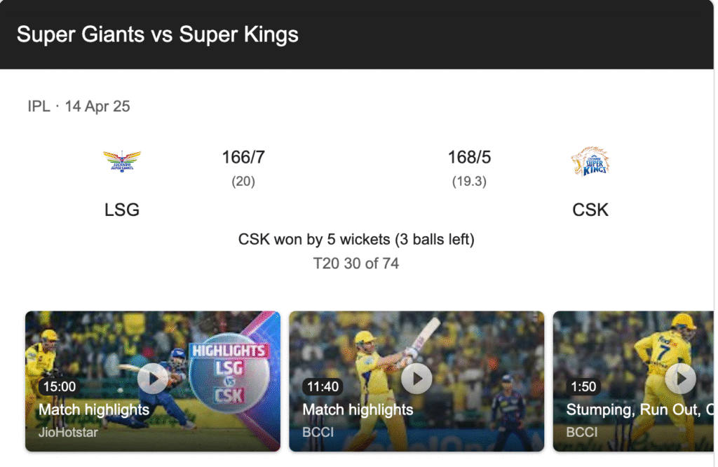 Chennai Super Kings Vs Lucknow Super Giants Match Scorecard