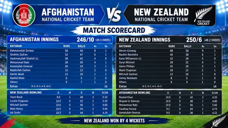 Afghanistan National Cricket Team vs New Zealand National Cricket Team Match Scorecard