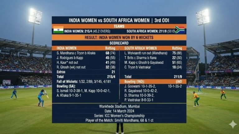India Women’s National Cricket Team vs South Africa Women’s National Cricket Team Match Scorecard