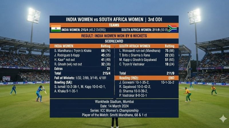 India Women’s National Cricket Team vs South Africa Women’s National Cricket Team Match Scorecard