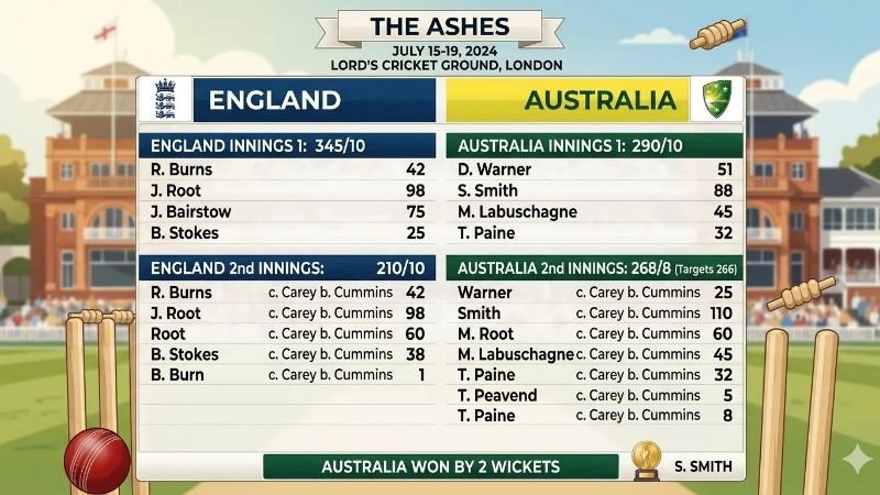 England Cricket Team vs Australian Men’s Cricket Team Match Scorecard