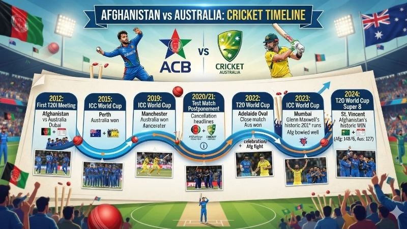 Afghanistan National Cricket Team vs Australian Men’s Cricket Team Timeline